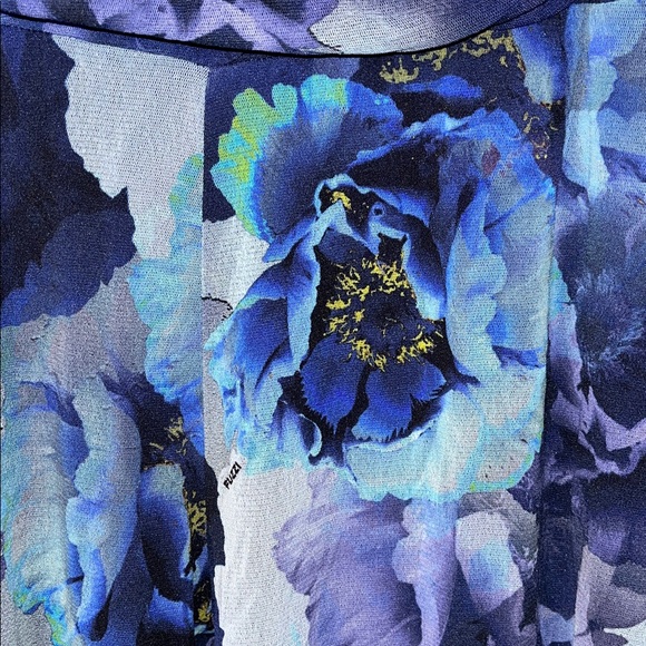 FUZZI Strapless Bandeau Blue Floral Mesh Jumpsuit in Blue Size SMALL - Picture 8 of 10